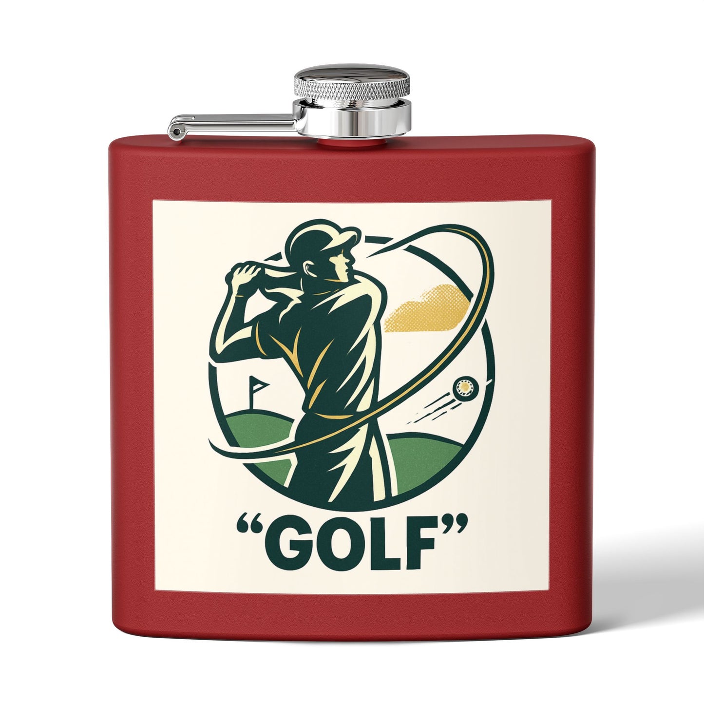 Guy Golf Swing Sleek Stainless Steel Flask