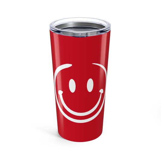 red with white smiley face Tumbler 20oz