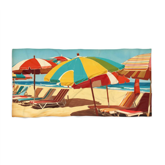 retro beach umbrellas Beach Towel