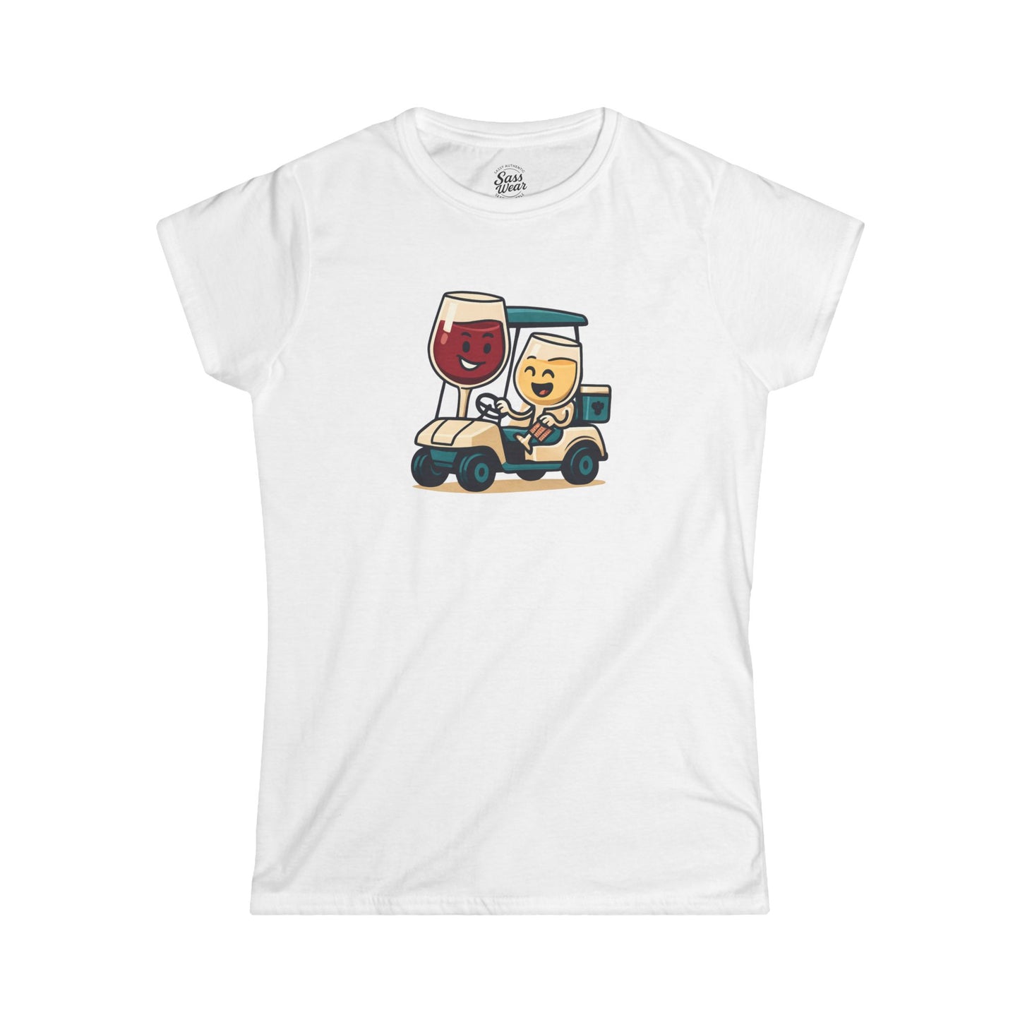 Wine and Golf Cart Women's Softstyle Tee Ruby