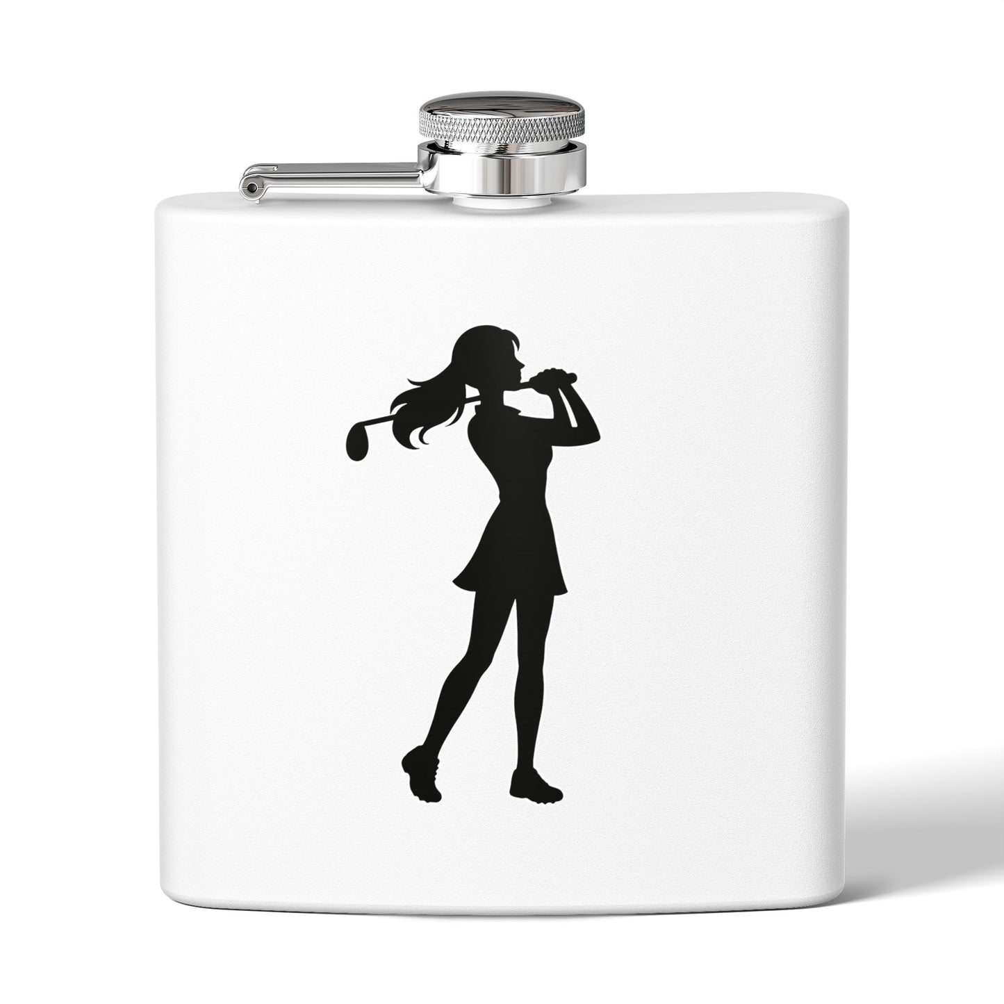 Golf Gal Silhoette Sleek Stainless Steel Flask