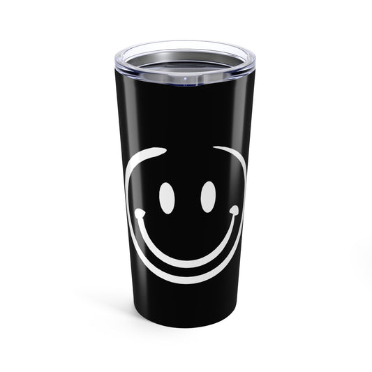 black with white smiley face Tumbler 20oz