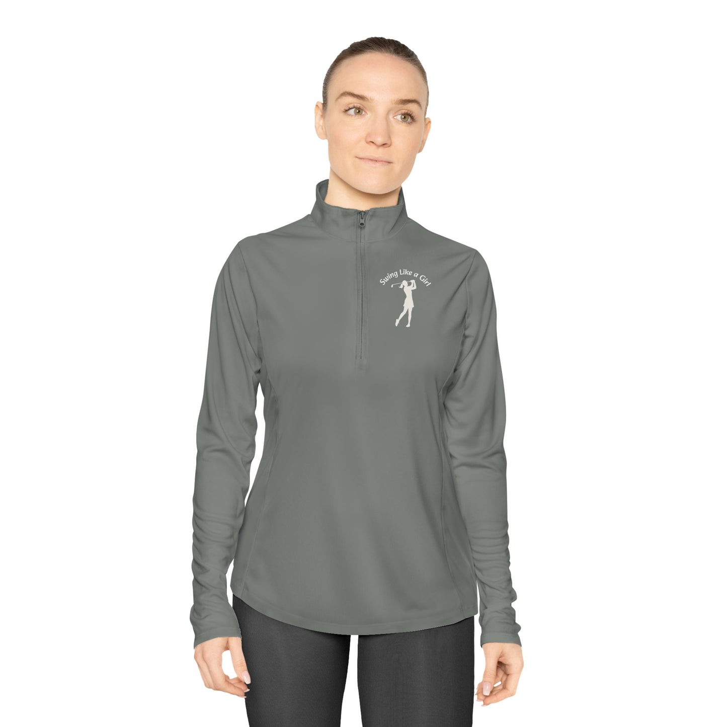Swing Like A Girl Silhouette Ladies Quarter-Zip Pullover