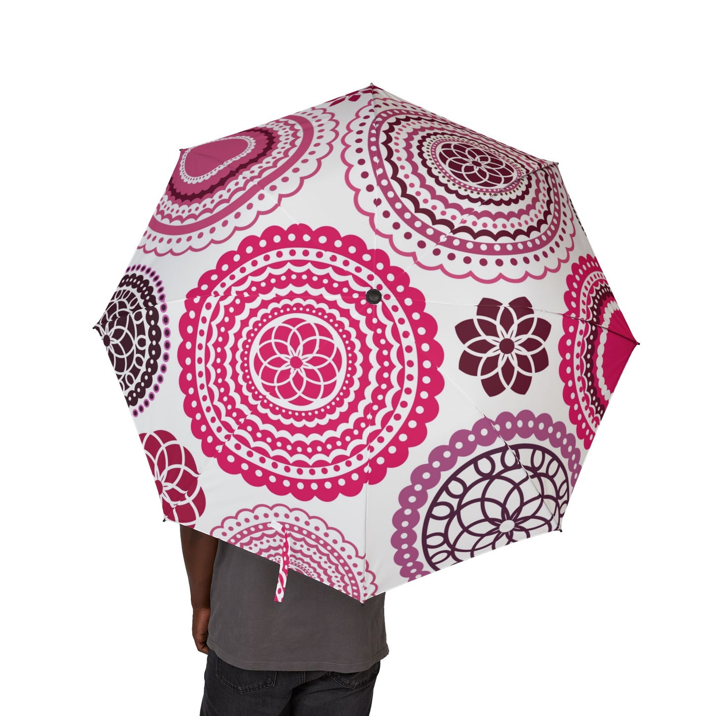 cheerful pink mandalas Umbrella - Semi-Automatic Foldable Design