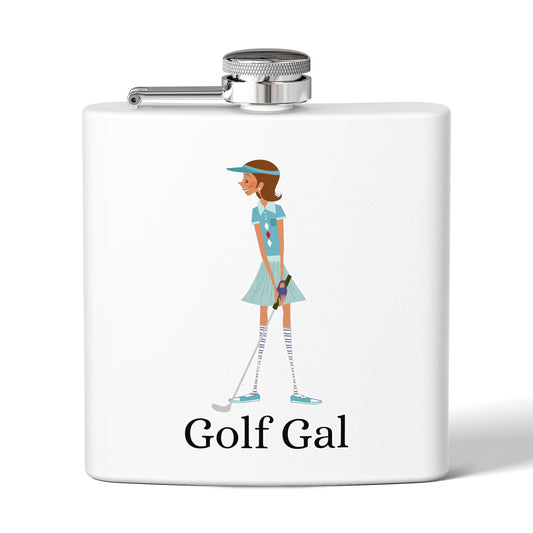 Golf Gal Sleek Stainless Steel Flask Lily