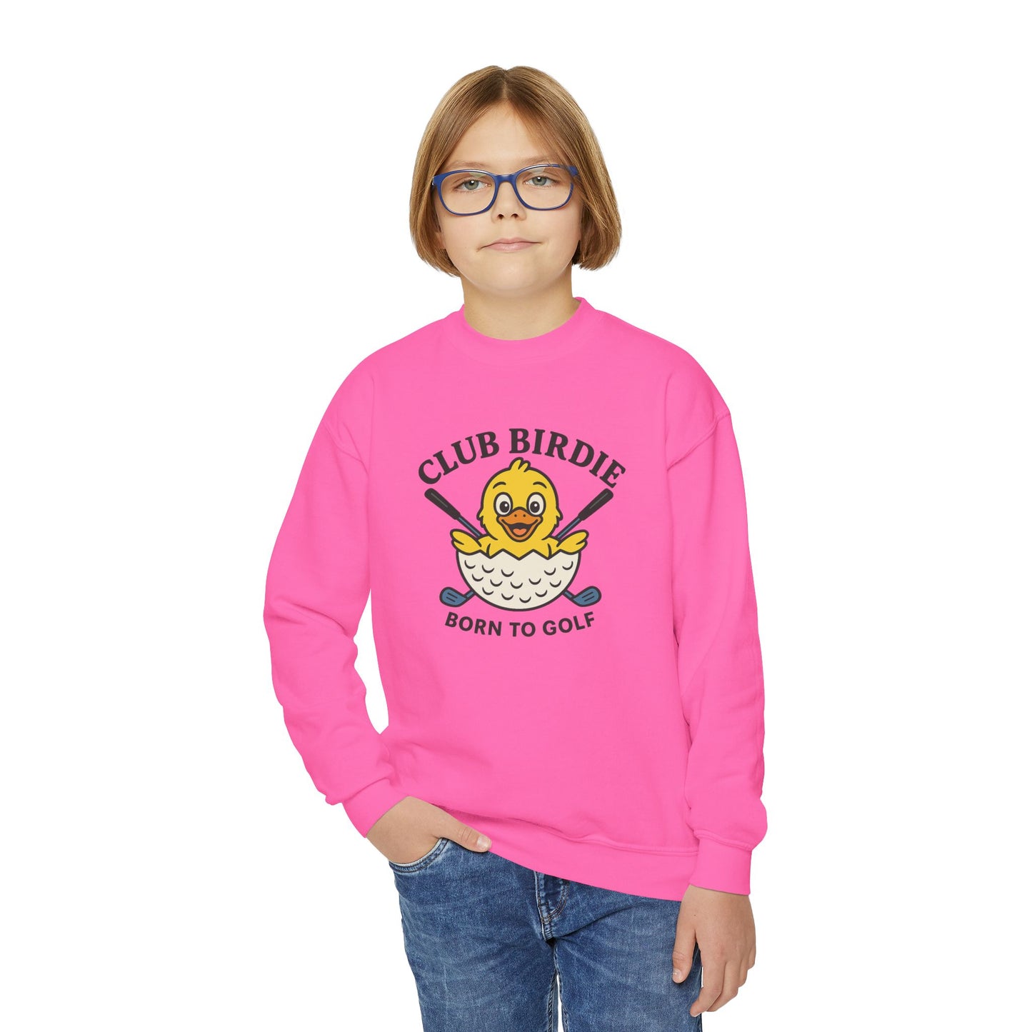 Club Birdie Golf Ball Born to Golf Youth Crewneck Sweatshirt