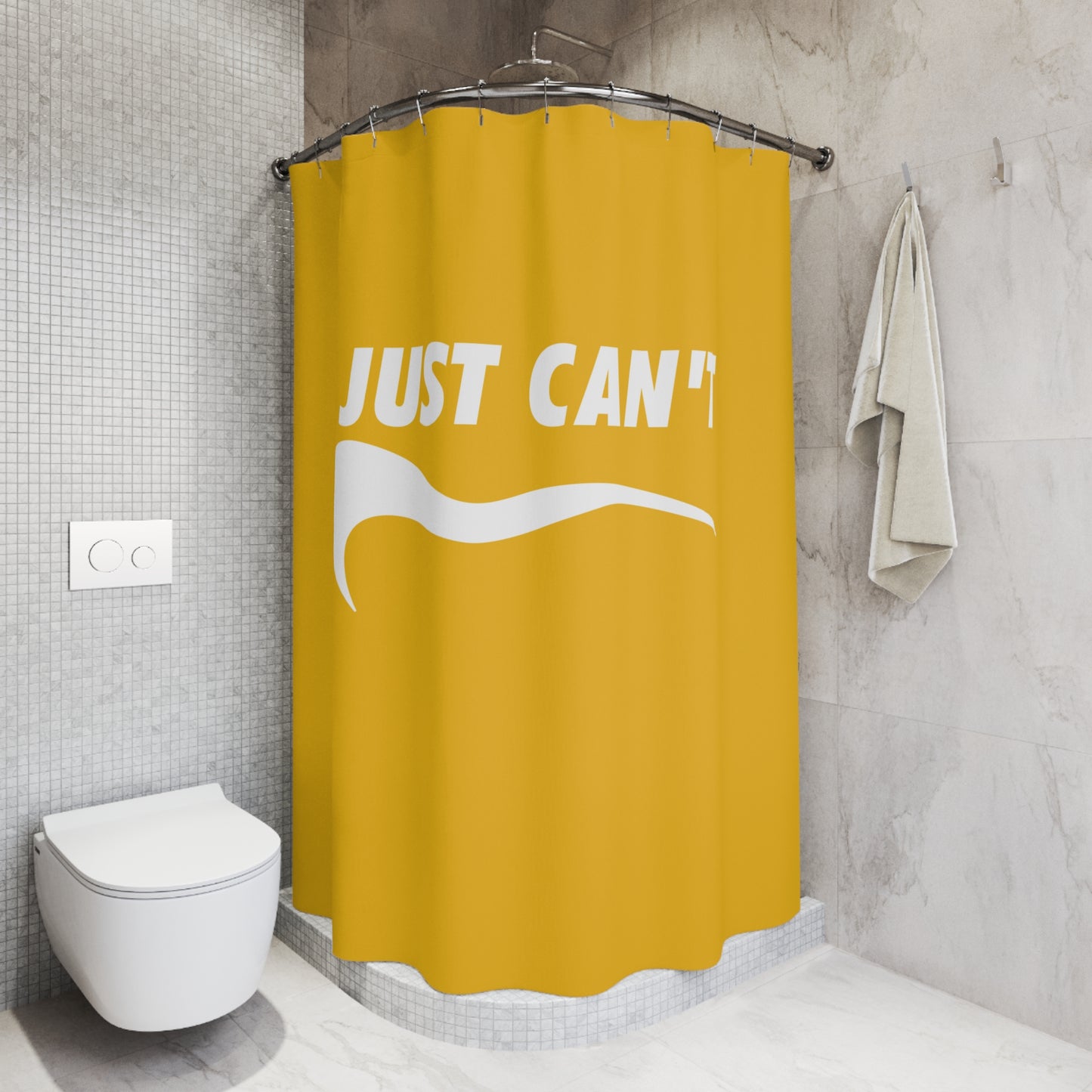 yellow I just can't Shower Curtains