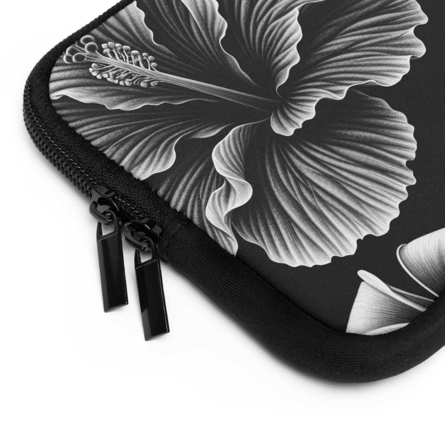 black and white Hawaiian flowers Laptop Sleeve
