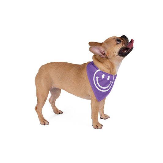 purple with white smiley face Pet Bandana