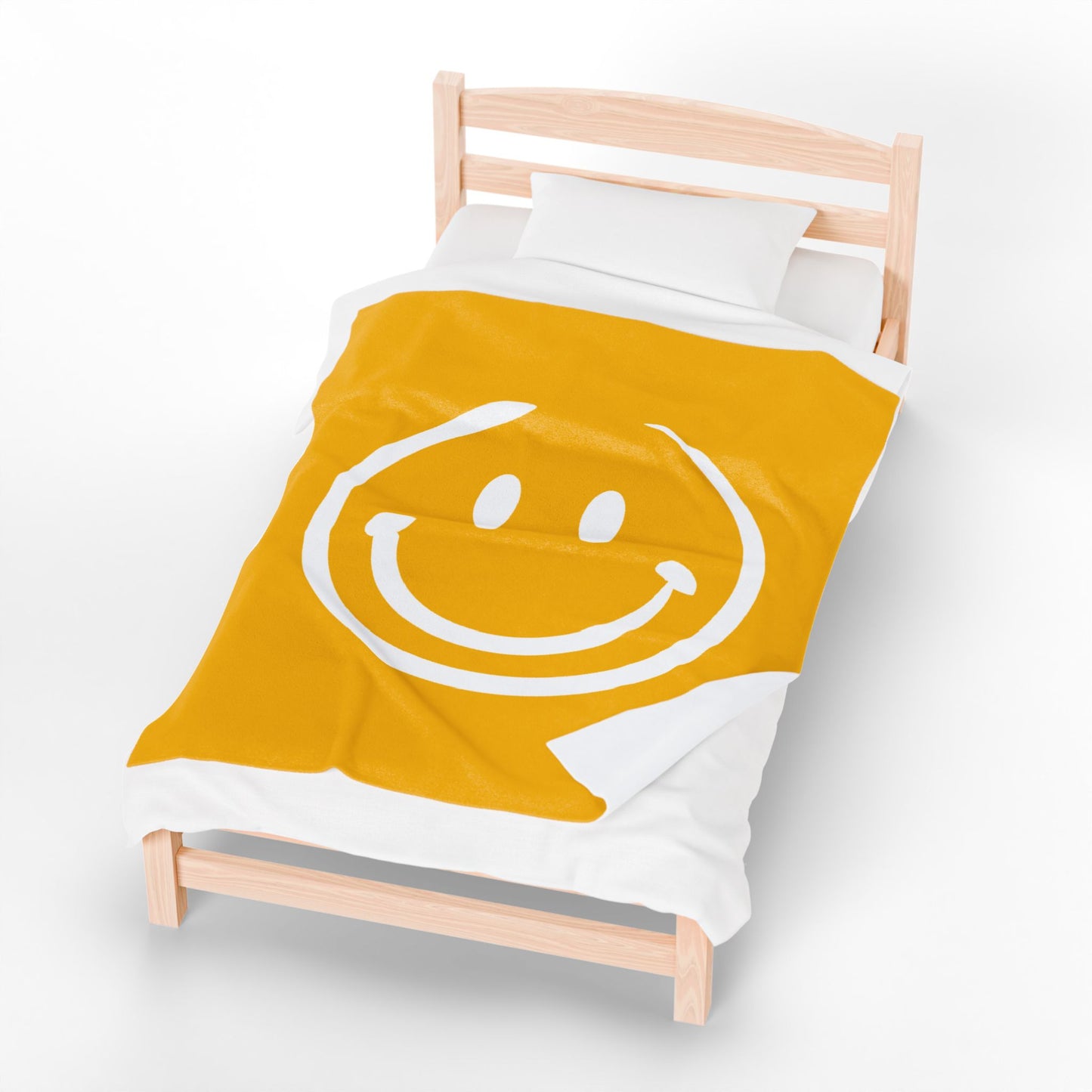 yellow with white smiley face Velveteen Plush Blanket