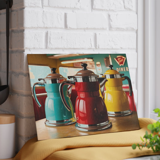retro coffee pots Glass Cutting Board
