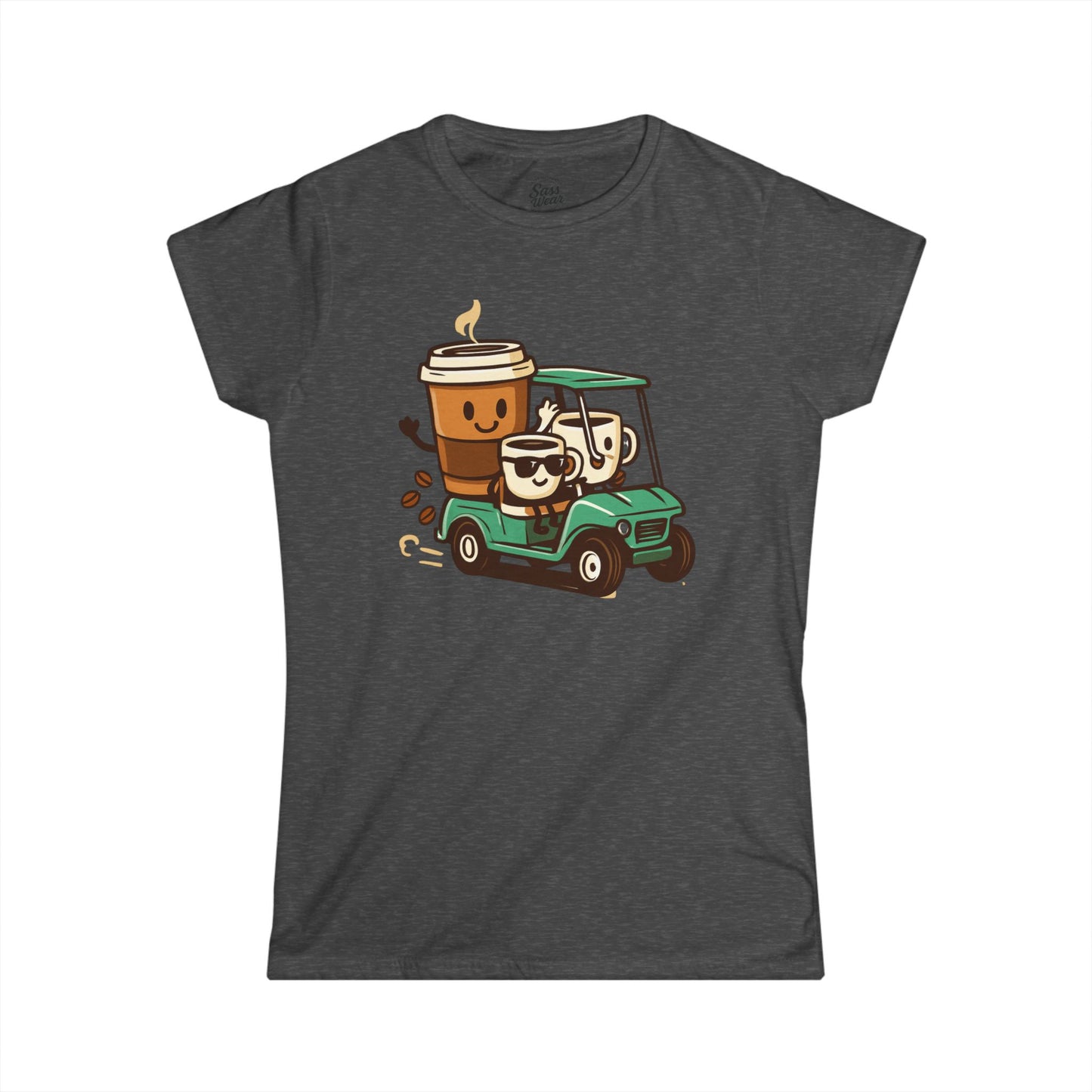 Coffee Cups in Golf Cart Women's Softstyle Tee