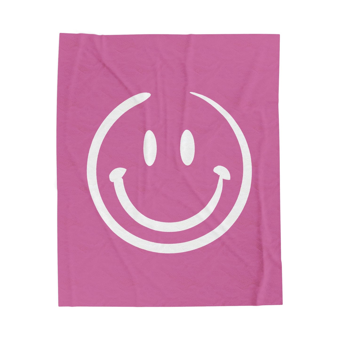 pink with white smiley face Velveteen Plush Blanket