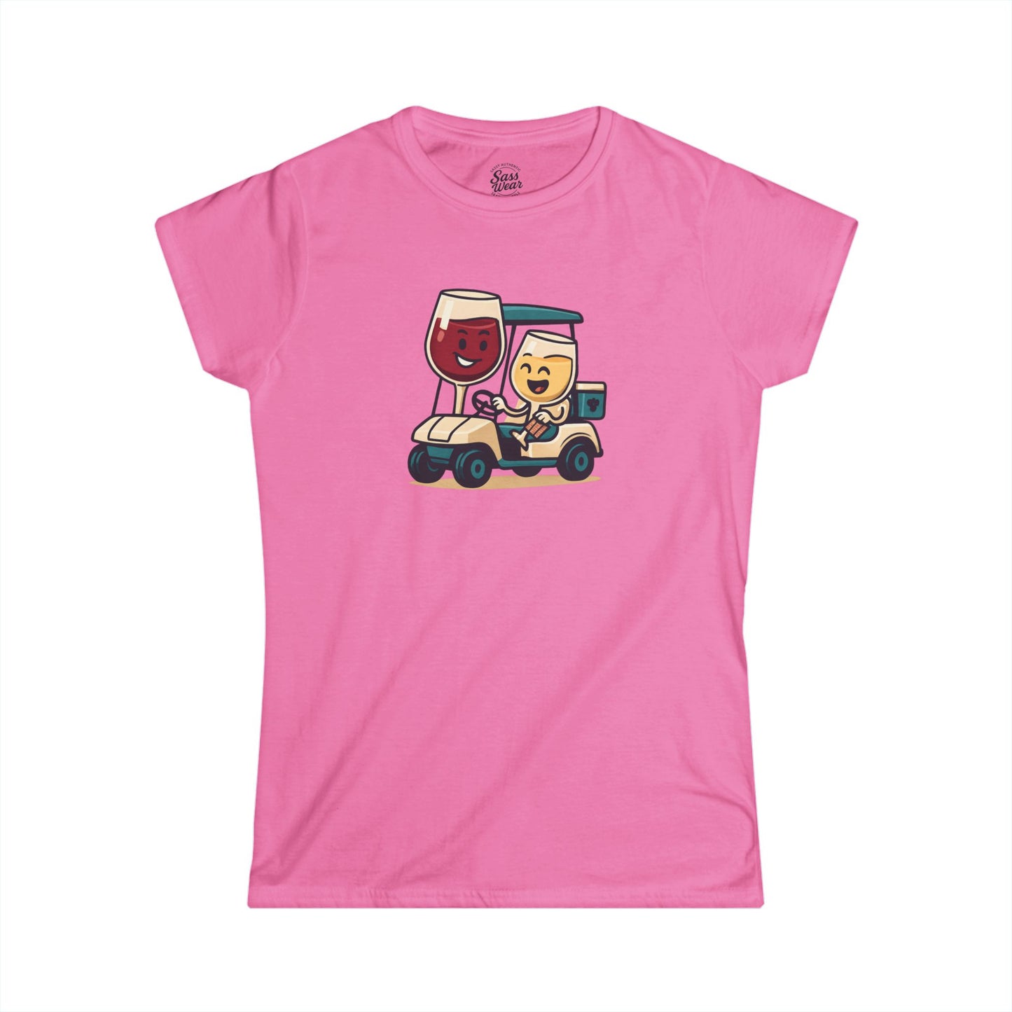 Wine and Golf Cart Women's Softstyle Tee Ruby