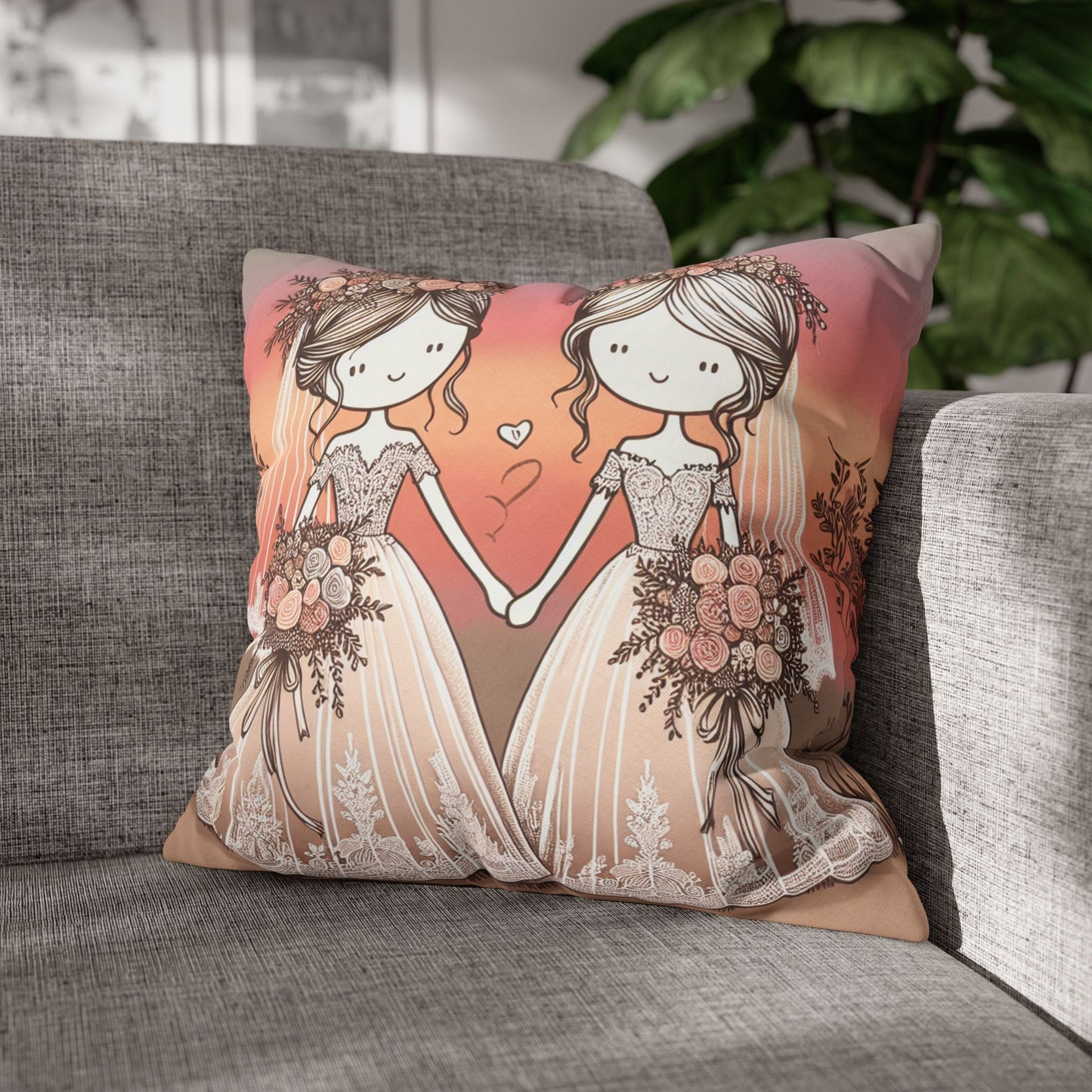 bride and bride Pillow cover