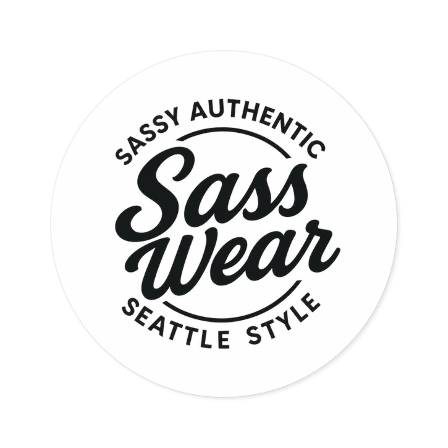 white Hot pink Sass Wear Round Sticker