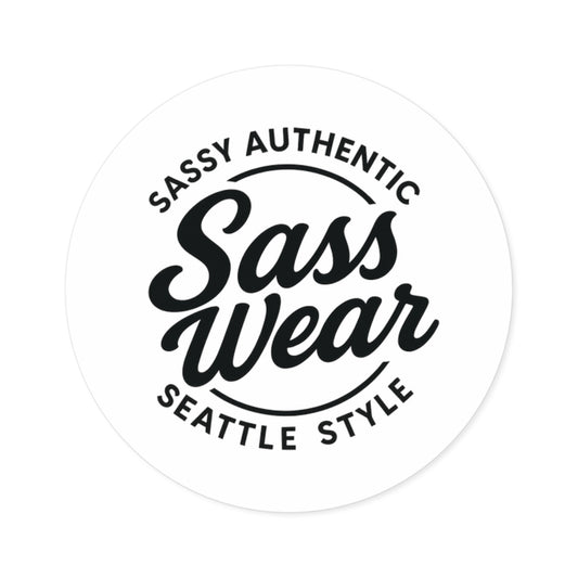 white Hot pink Sass Wear Round Sticker
