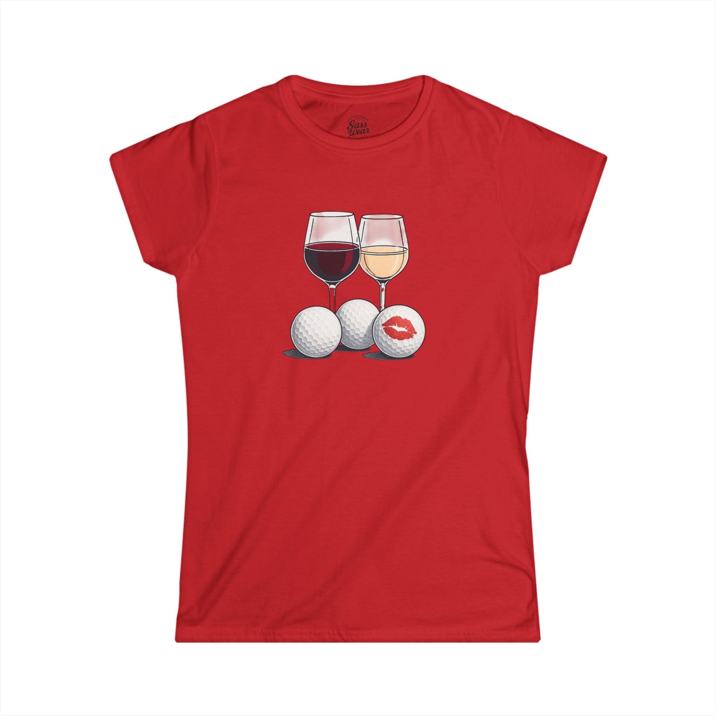 Wine Golf Lips Women's Softstyle Tee