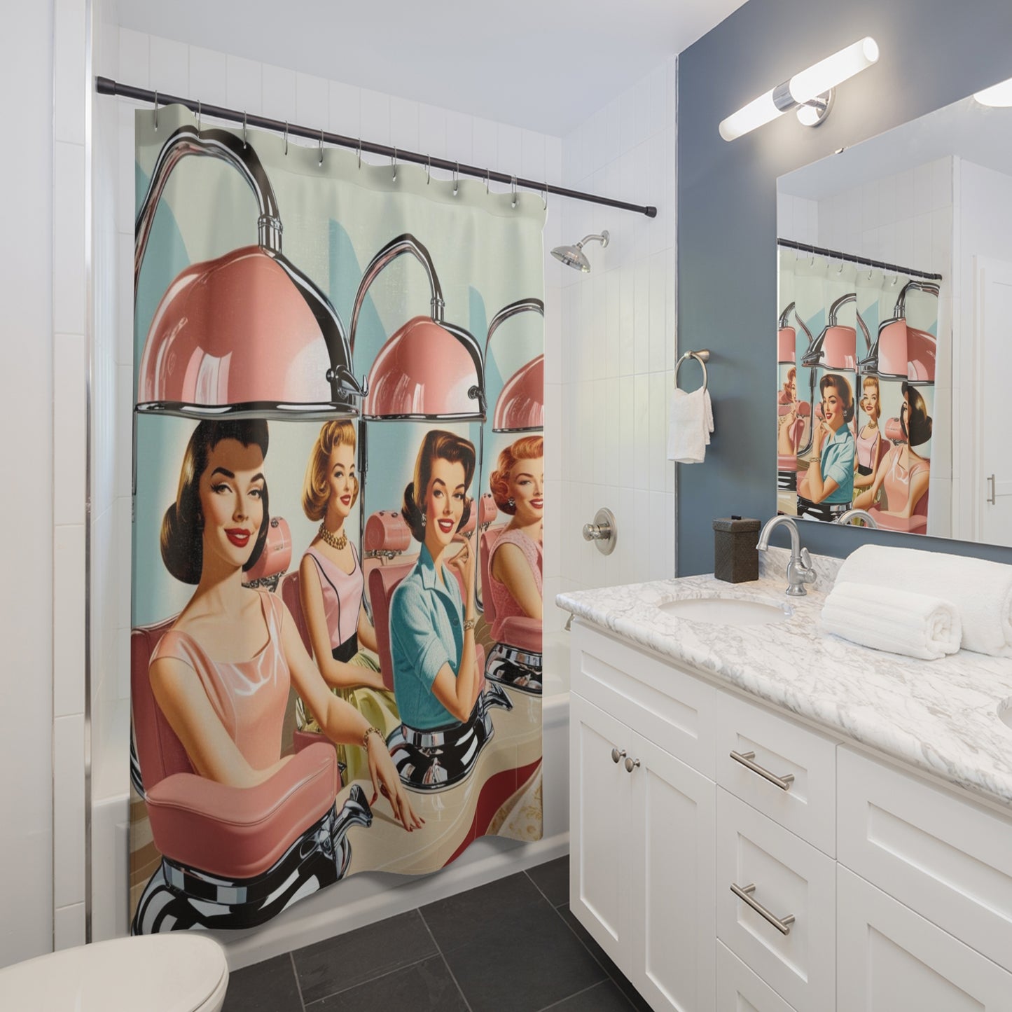 Retro beauty parlor  Shower Curtains