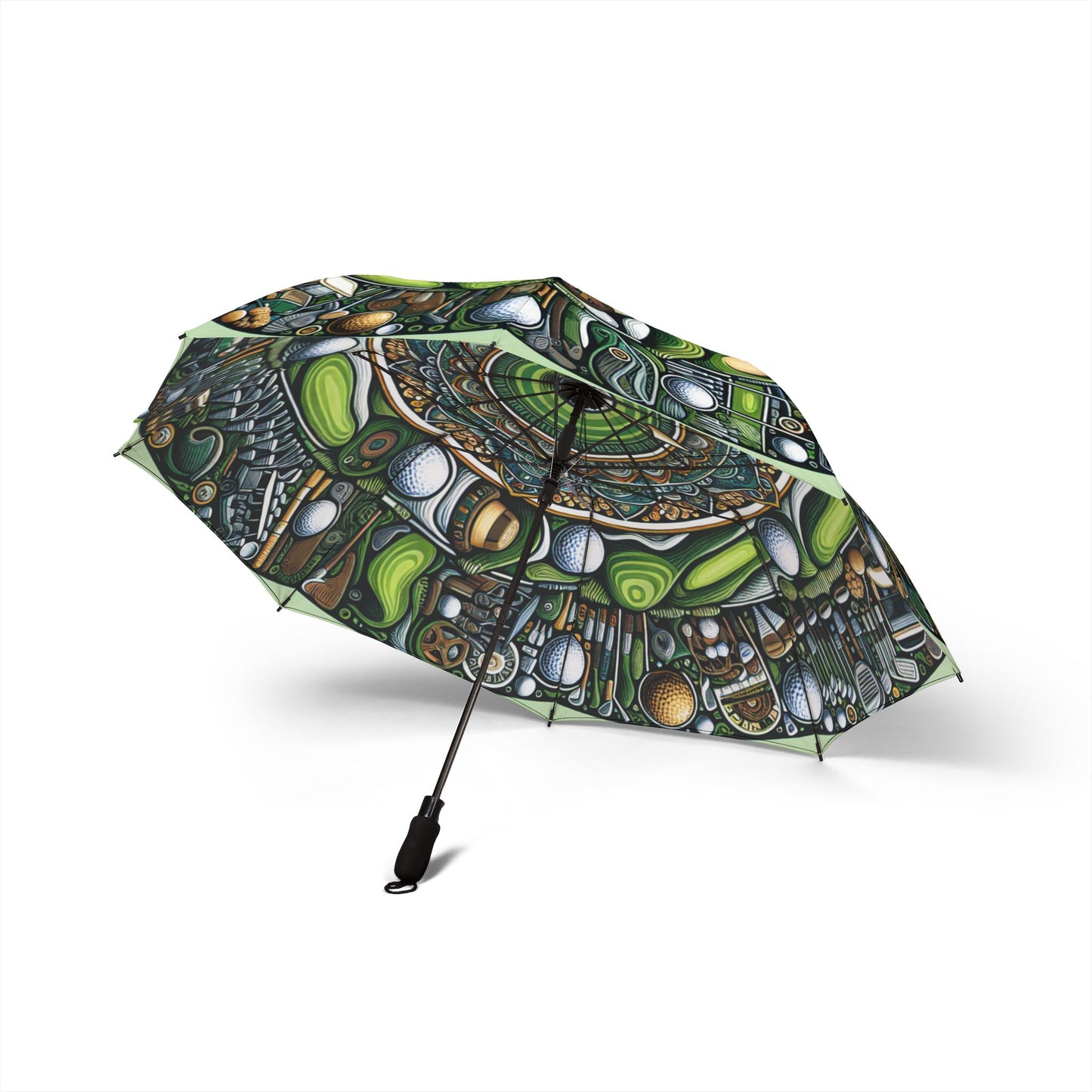 golf mandala Umbrella - Semi-Automatic Foldable Design
