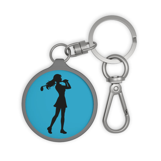 Golf Gal Silhouette Turquise Keyring Tag