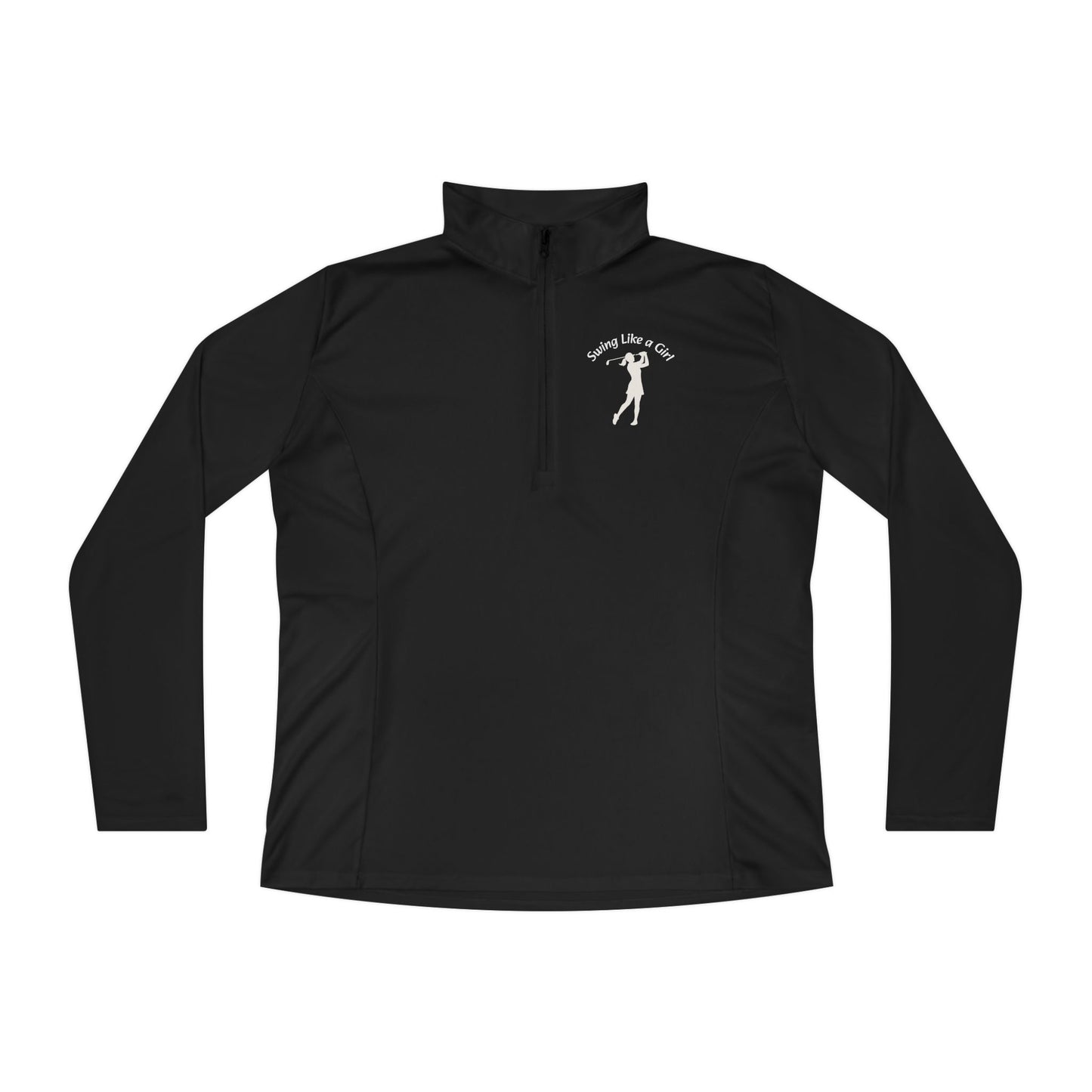 Swing Like A Girl Silhouette Ladies Quarter-Zip Pullover