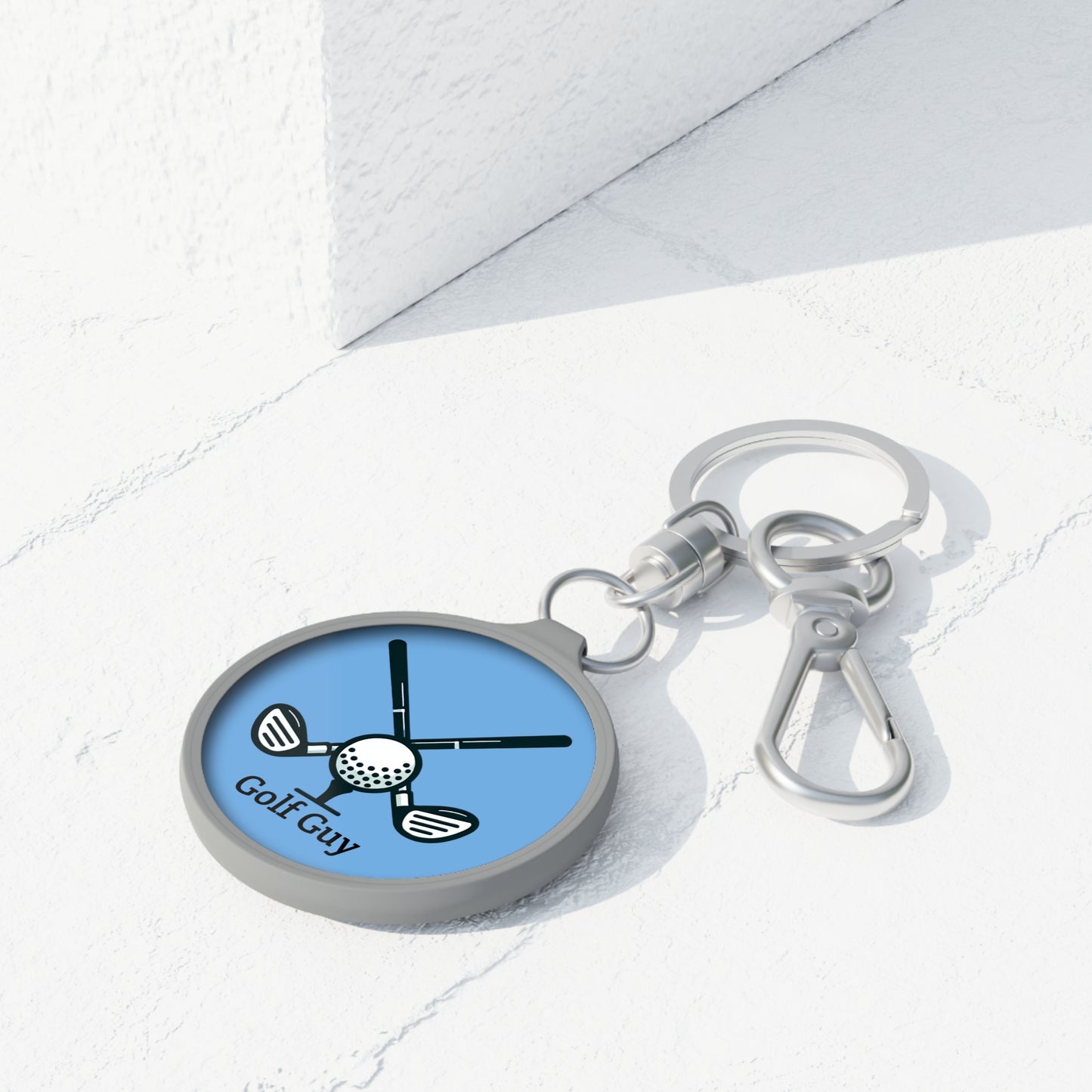Blue Golf Guy Keyring Tag
