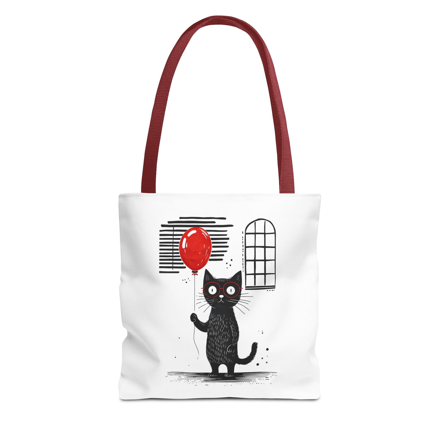 Cat with red balloon Tote Bag