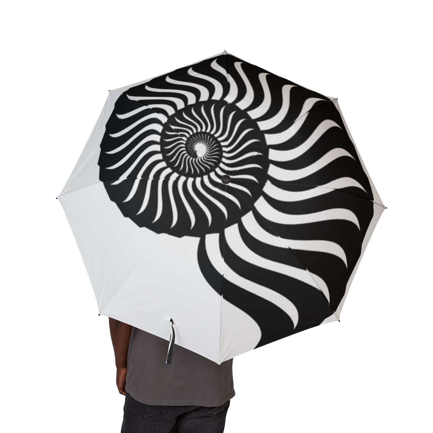 abstract black and white seashell Umbrella - Semi-Automatic Foldable Design