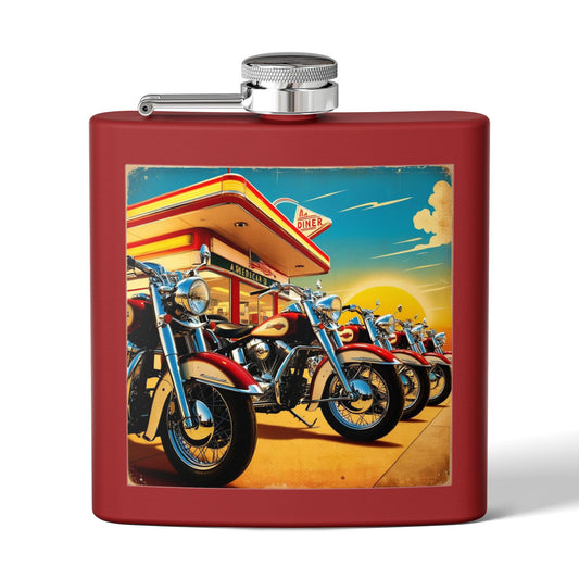 Retro Motorcycle Sleek Stainless Steel Flask