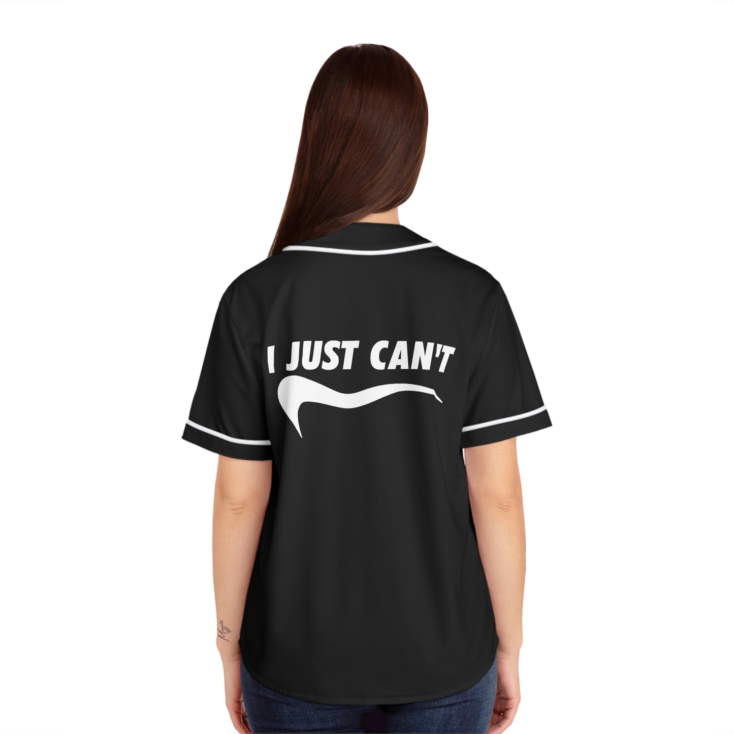 black I just can't Women's Baseball Jersey