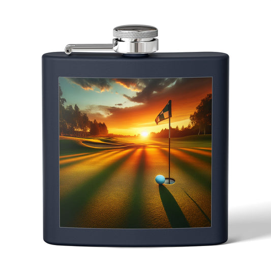 Golf at Sunset Sleek Stainless Steel Flask