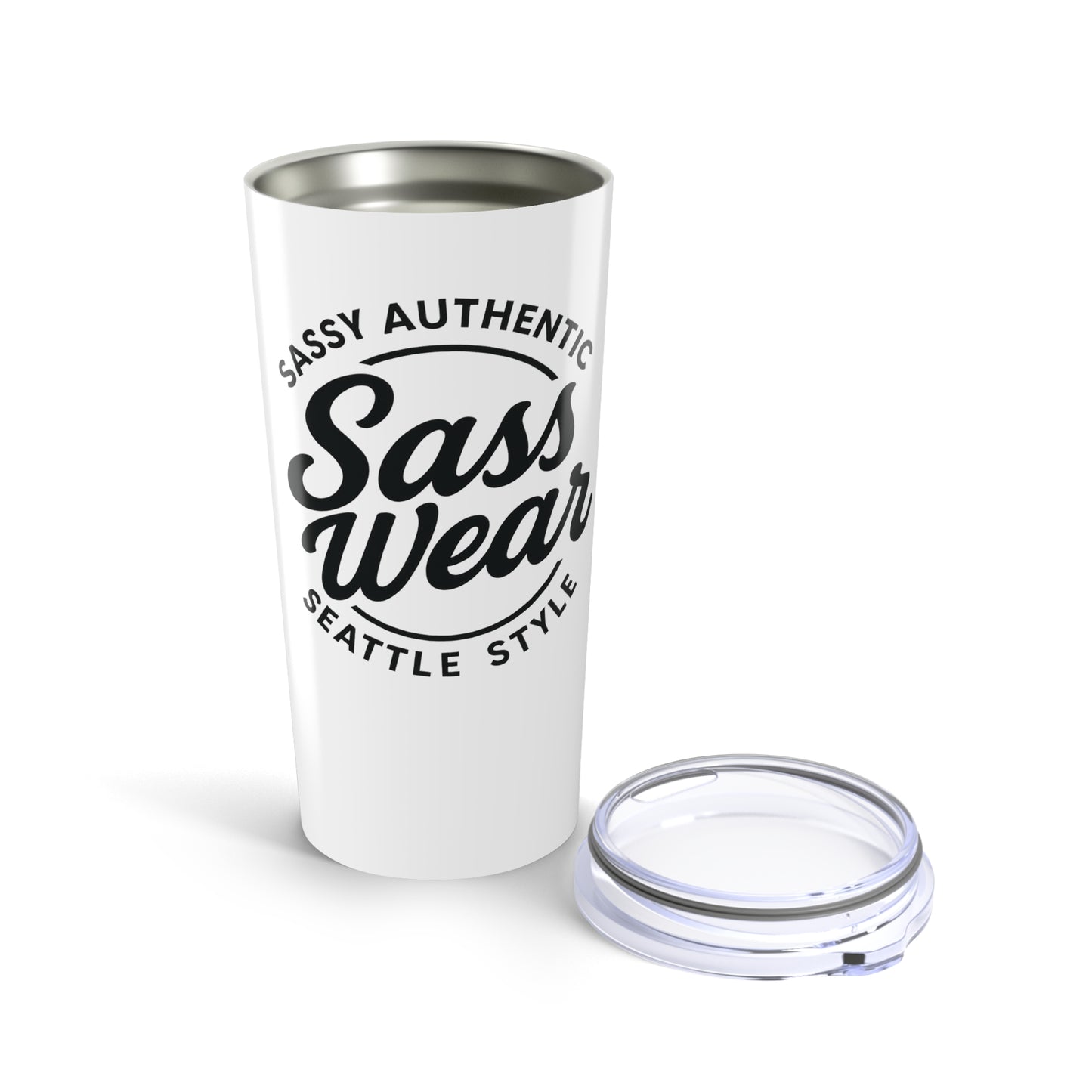 white Sass Wear Tumbler 20oz