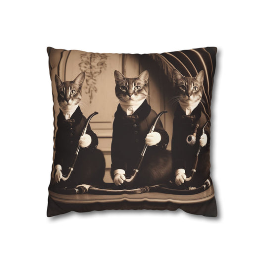Vintage cats with pipes Square Poly Canvas Pillow cover