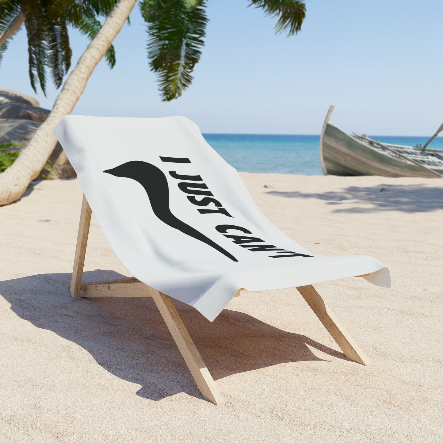 white I Just Can't  Beach Towel
