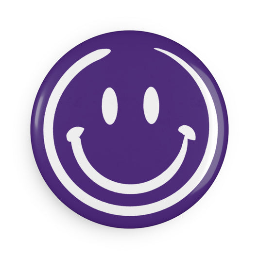 Purple Smiley Face Button Magnet
