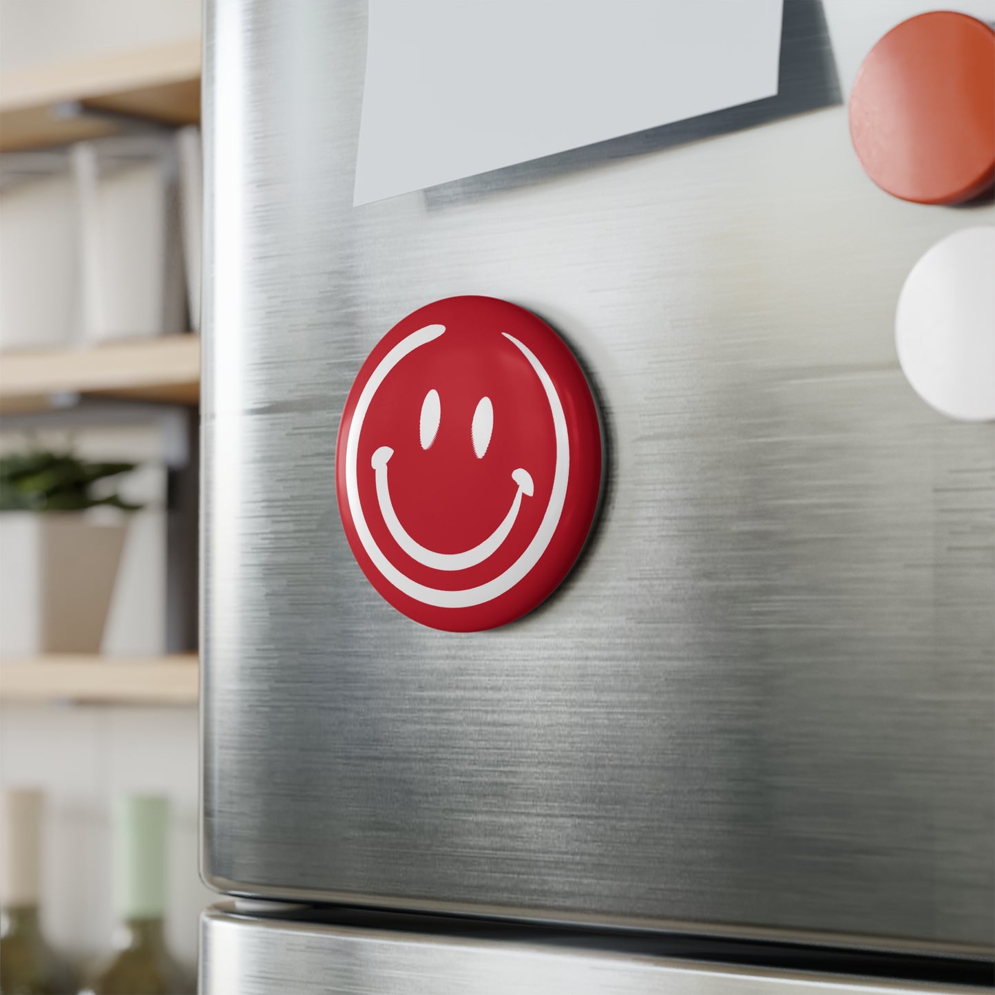 Red Smiley Face Button Magnet