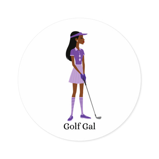 Golf Gal Round Sticker Violet