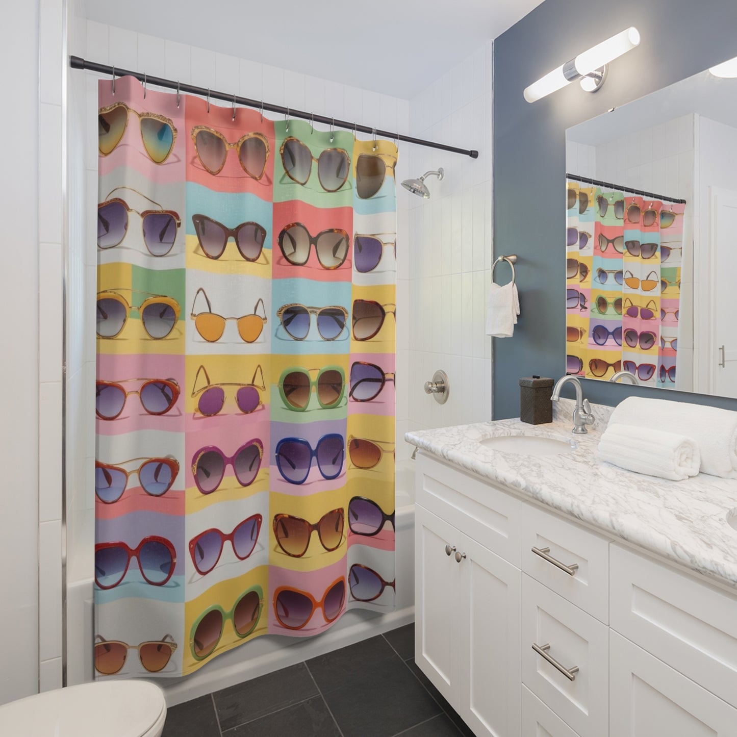 retro sunglasses Shower Curtains
