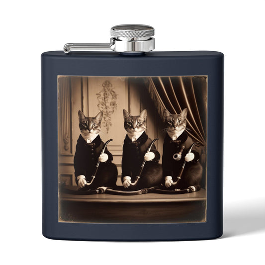 Antique Cats Sleek Stainless Steel Flask