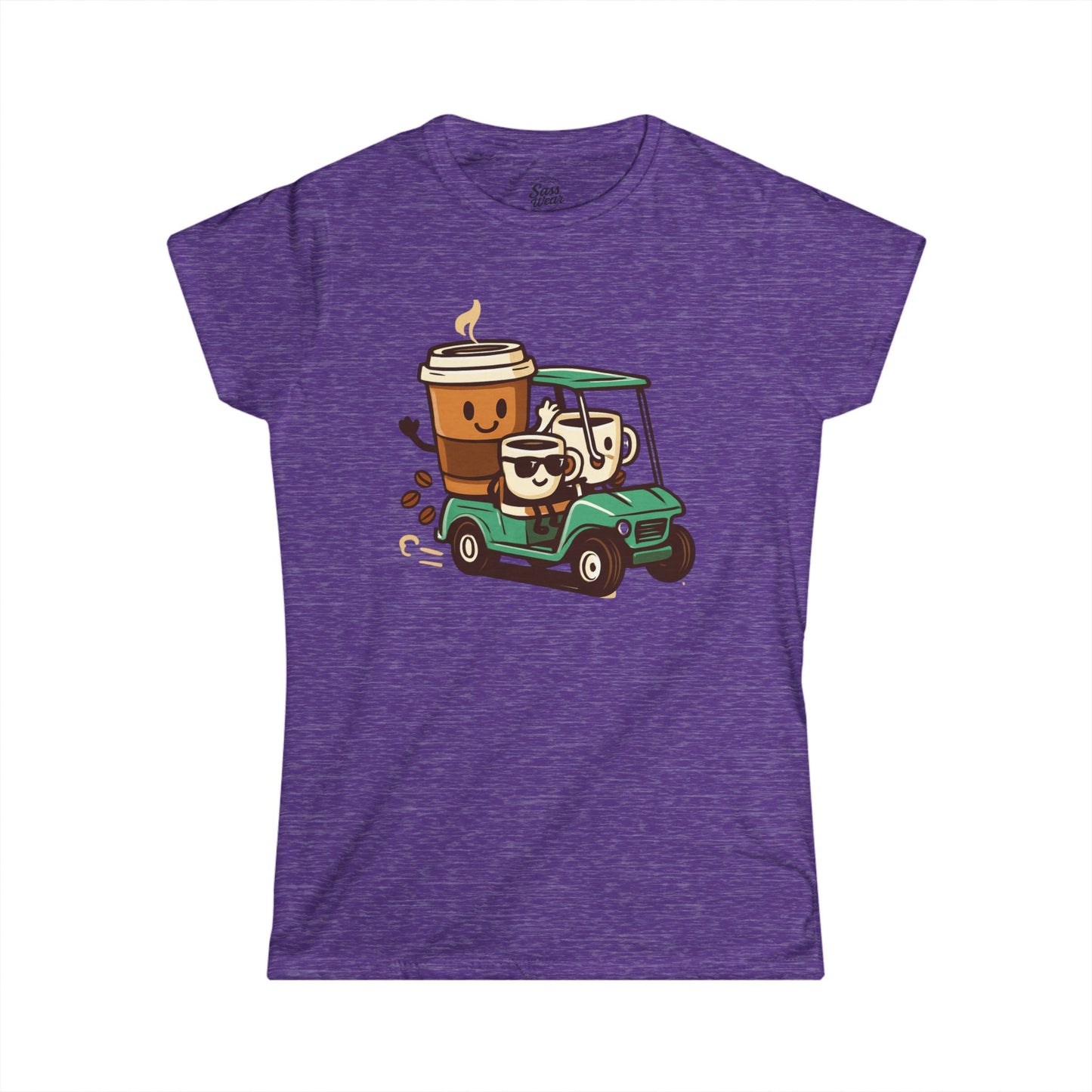 Coffee Cups in Golf Cart Women's Softstyle Tee
