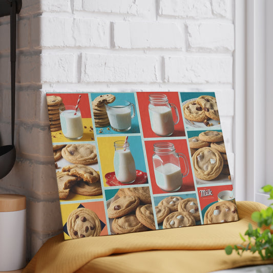 milk and cookies Glass Cutting Board