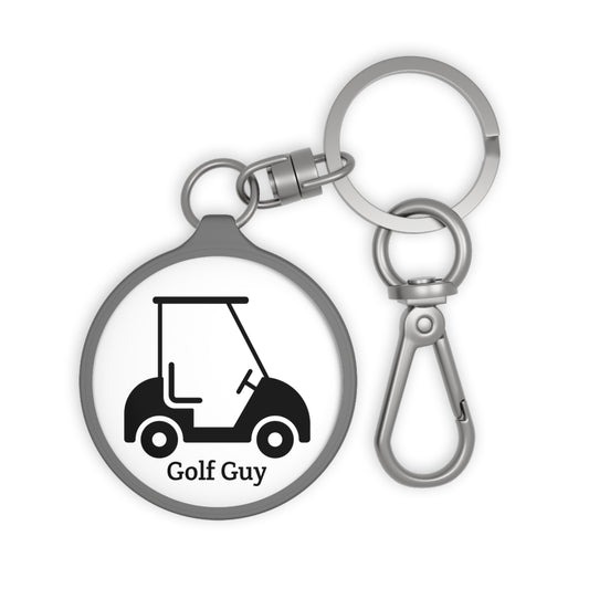 White Golf Golf Cart Guy Keyring Tag