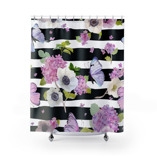 Fun Hydrangea and butterfly Shower Curtains
