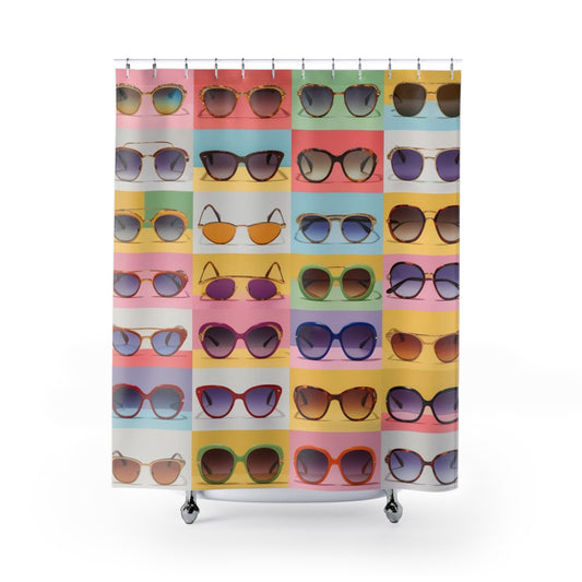 retro sunglasses Shower Curtains