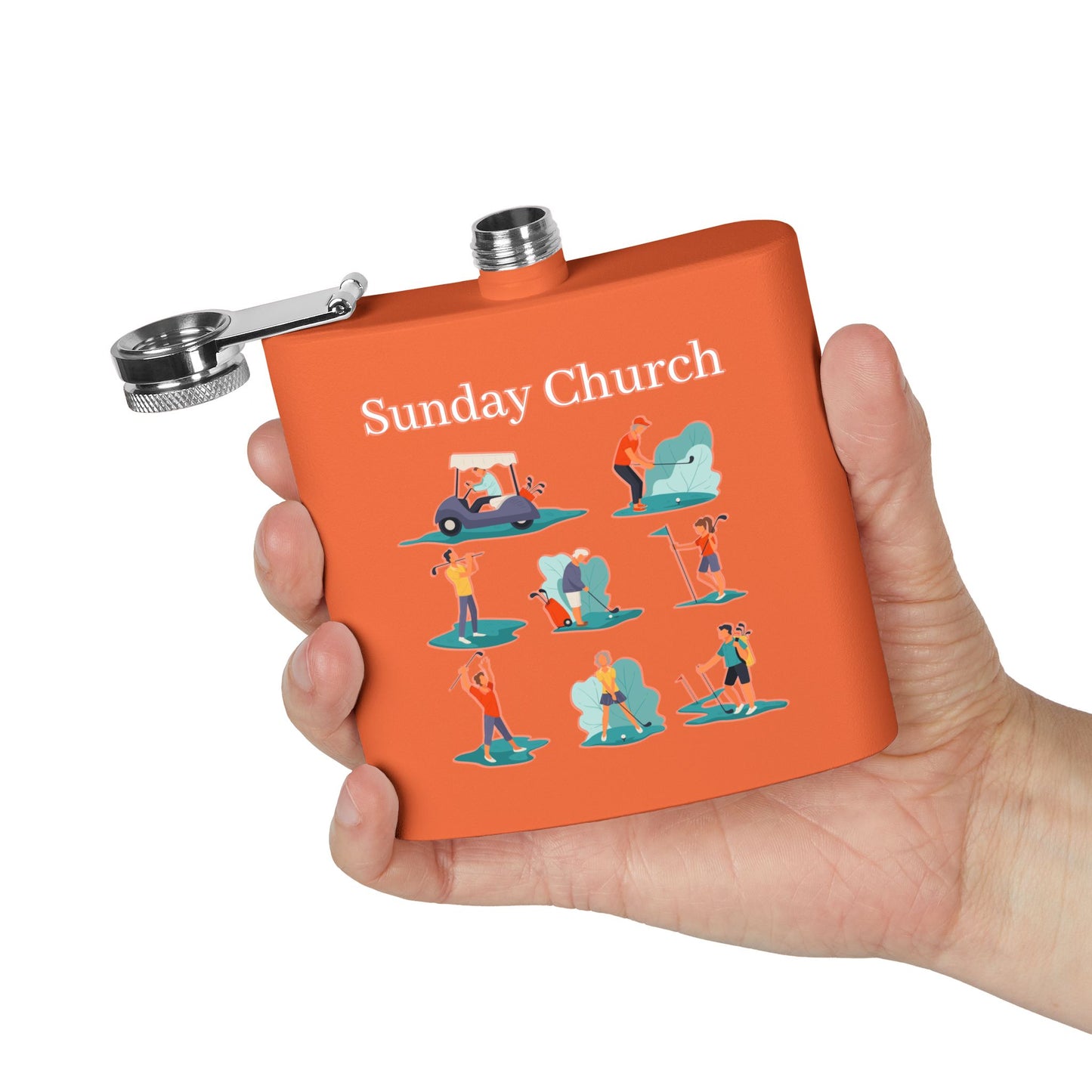 Sunday Church Golf Sleek Stainless Steel Flask