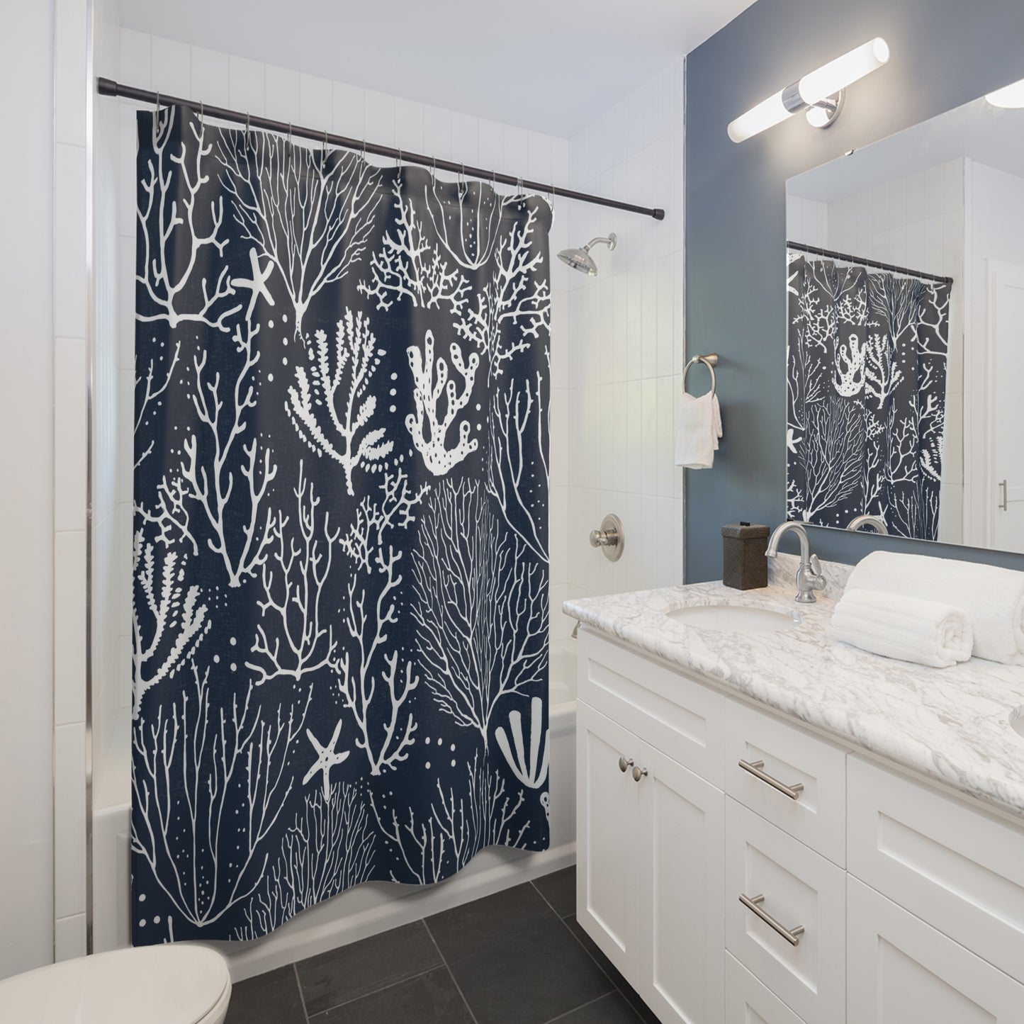 beach coral Shower Curtains