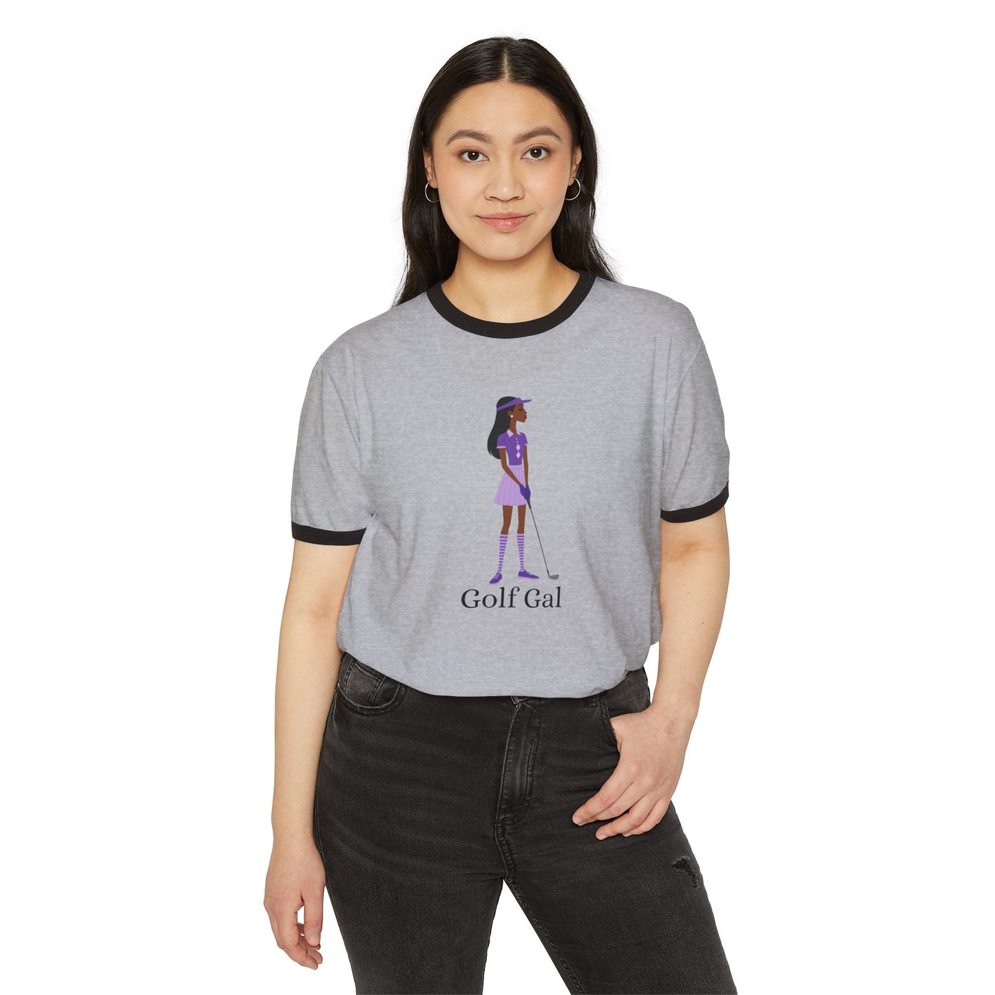Golf Gal Cotton Ringer T-Shirt Violet
