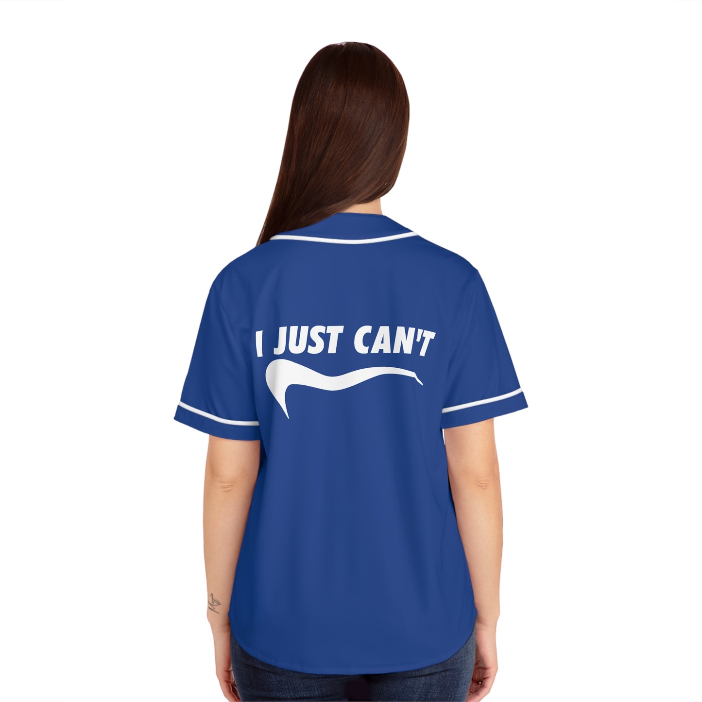 blue I just can't Women's Baseball Jersey