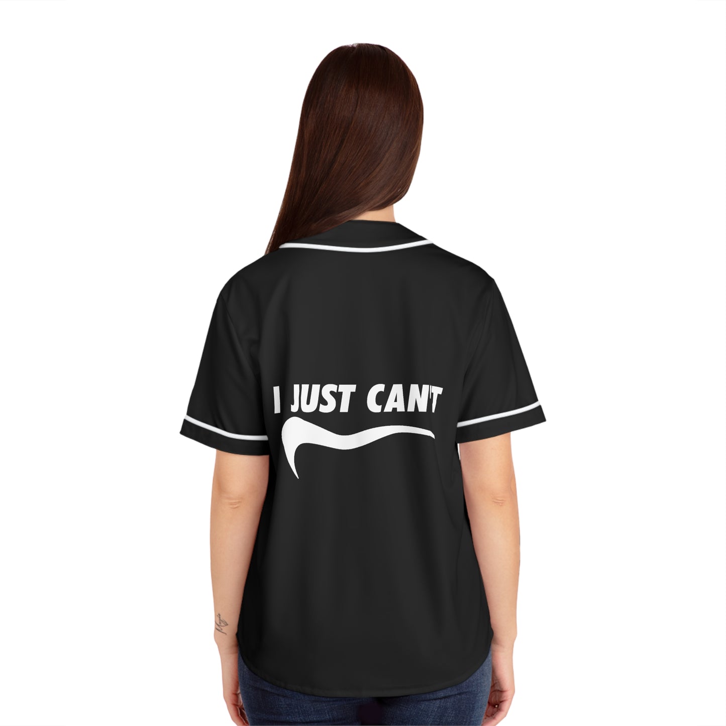 black I just can't Women's Baseball Jersey